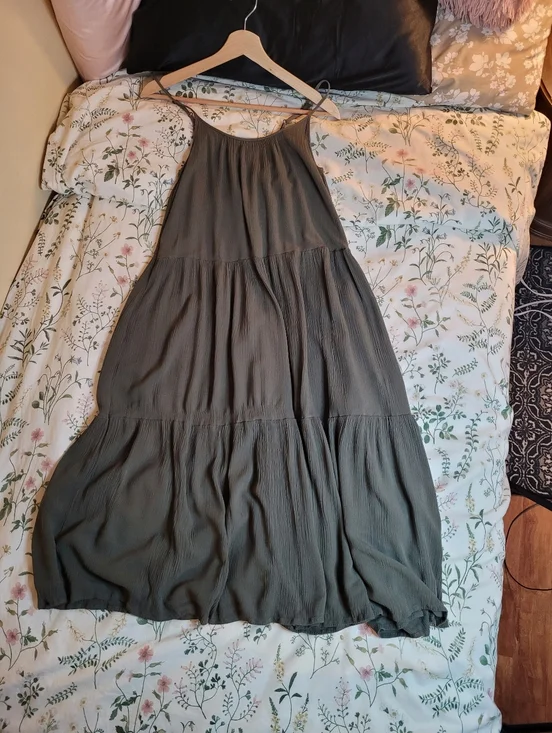 George Olive Green Tiered Maxi Dress - Picture 2 of 8